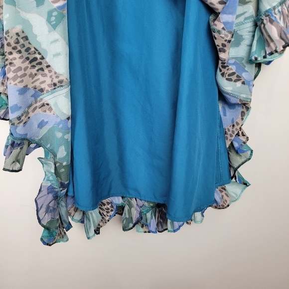 Hutch Anthropologie Ondine Multicolor Patchwork Leopard Ruffle Maxi Dress Size 0 - Picture 10 of 16